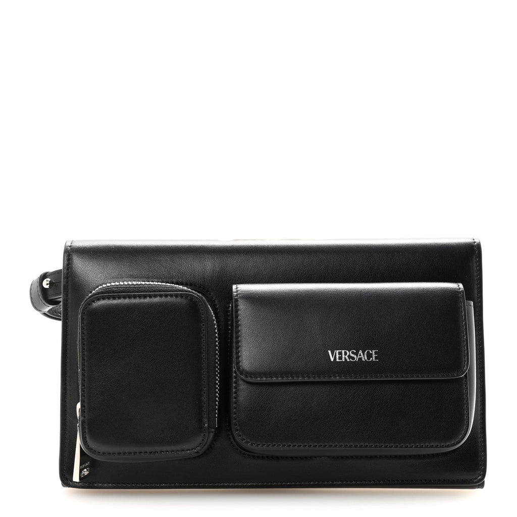 Calfskin Trifold Document Case Clutch Black