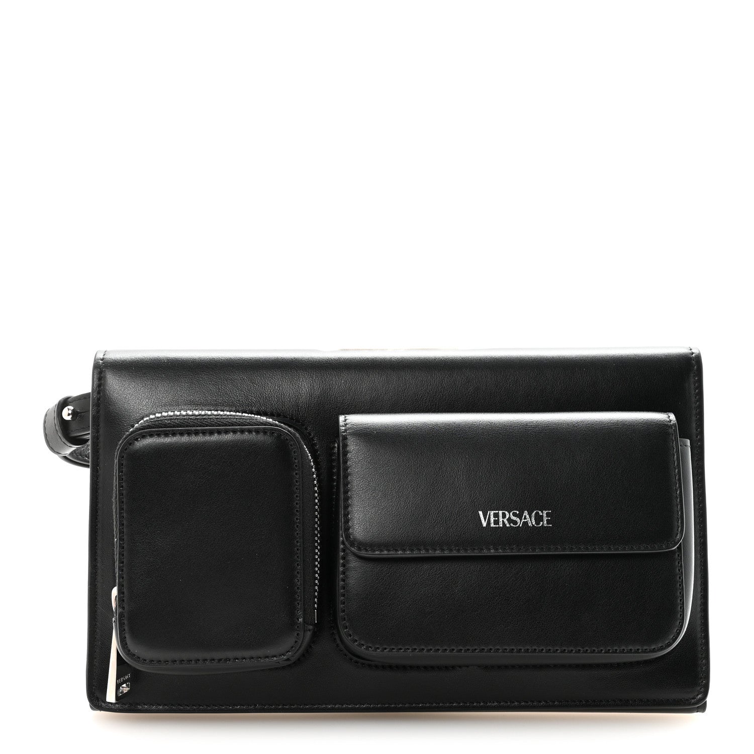 Calfskin Trifold Document Case Clutch Black