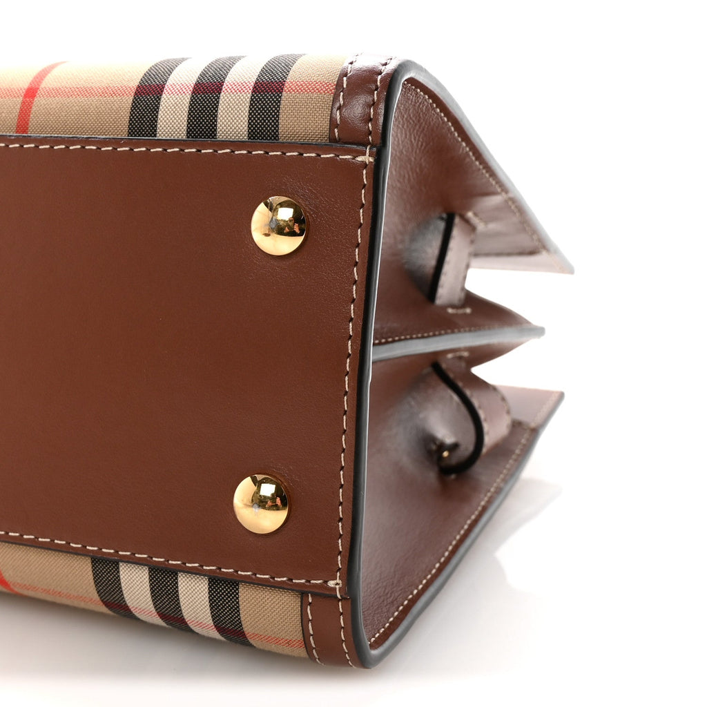 Calfskin Vintage Check Two Handle Title Bag Archive Beige