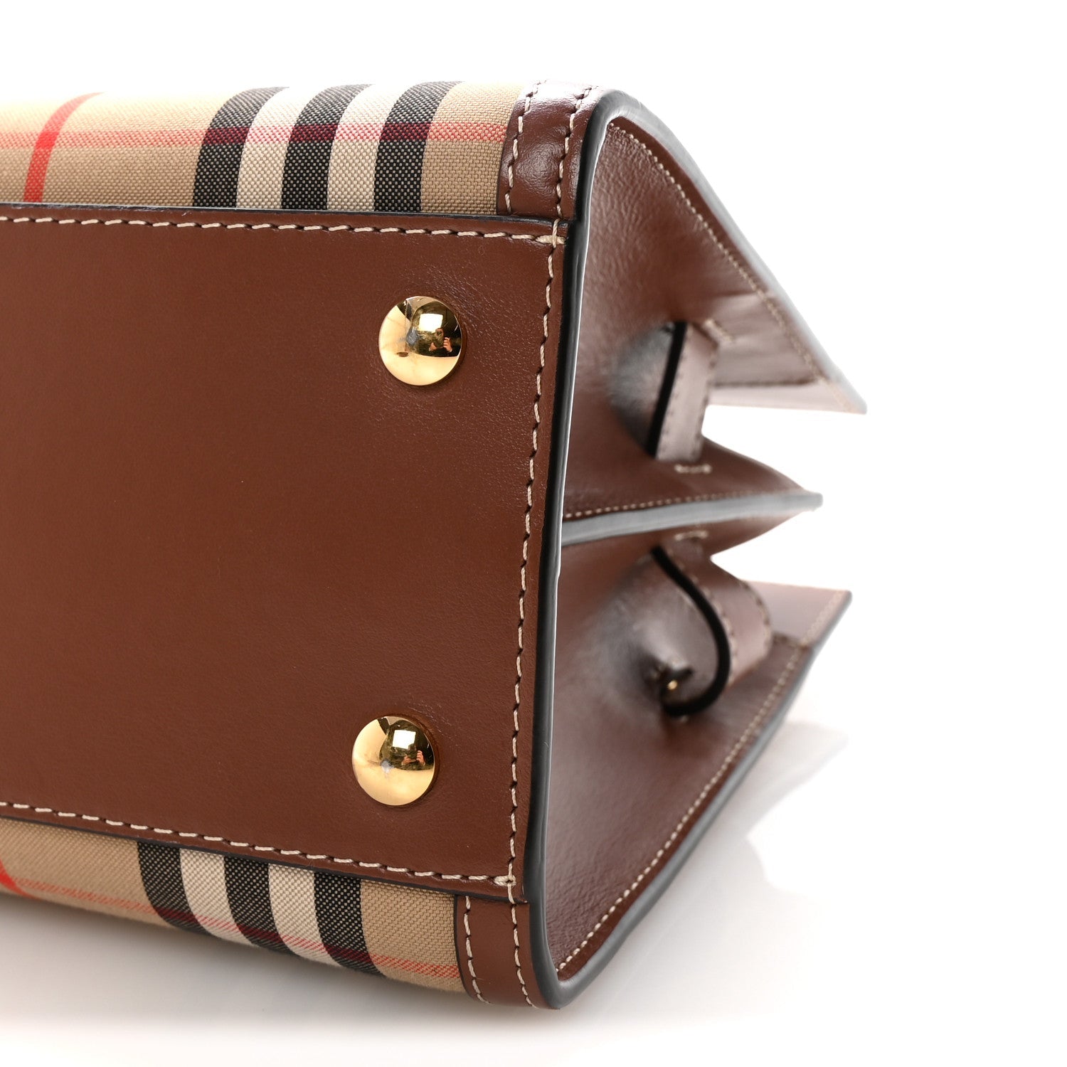 Calfskin Vintage Check Two Handle Title Bag Archive Beige