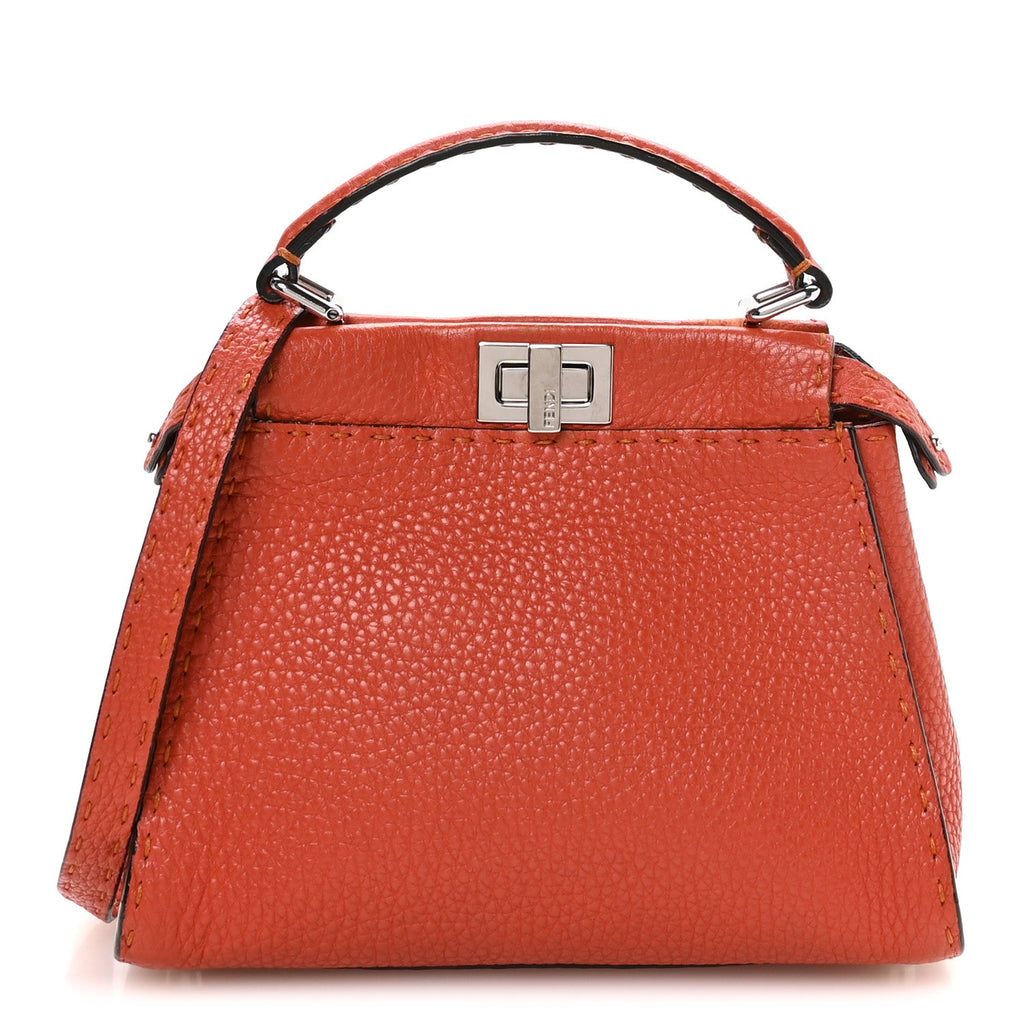 Cuoio Romano Selleria Mini Peekaboo Iconic Satchel Dark Orange