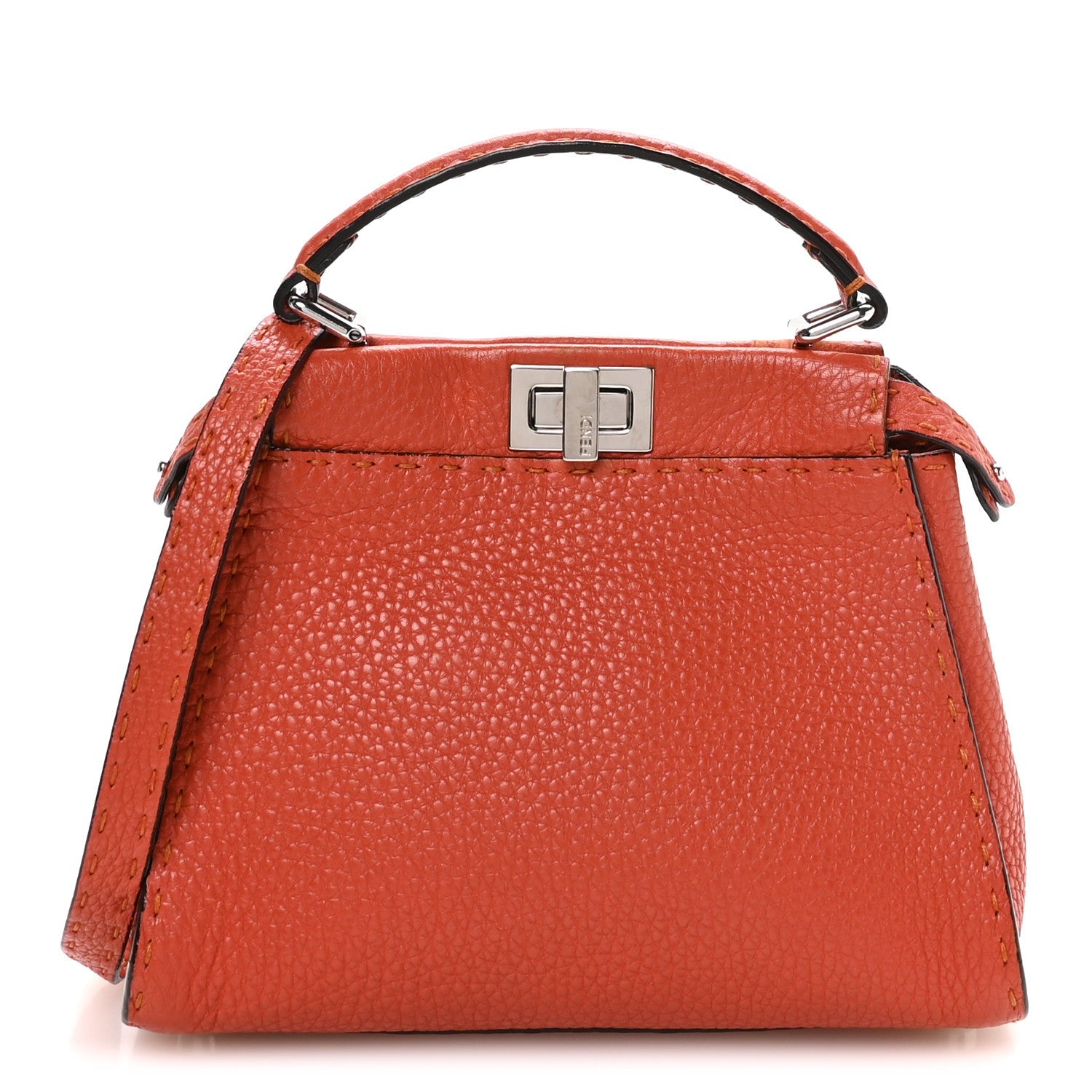 Cuoio Romano Selleria Mini Peekaboo Iconic Satchel Dark Orange