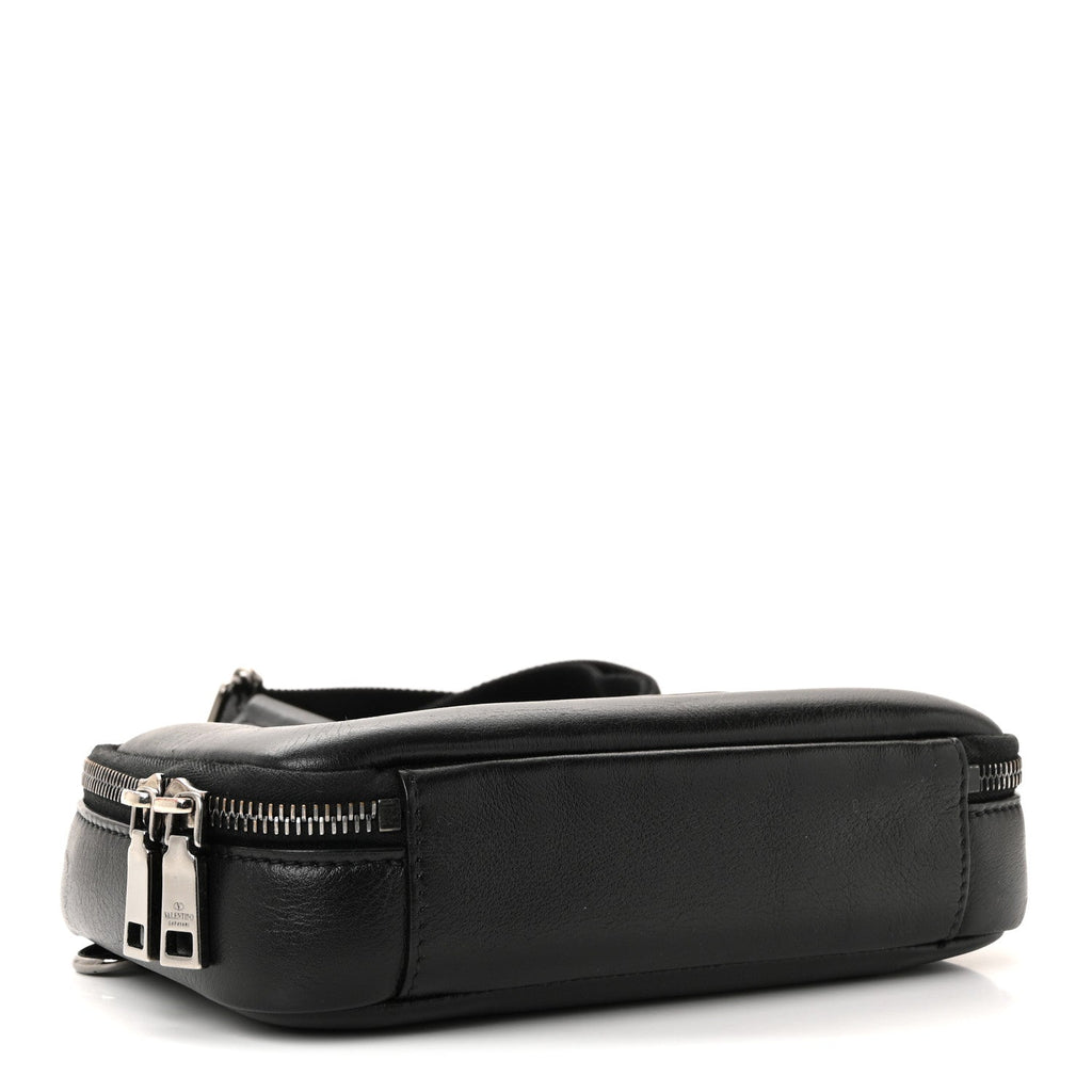 Calfskin Lacquered Vlogo Crossbody Bag Black