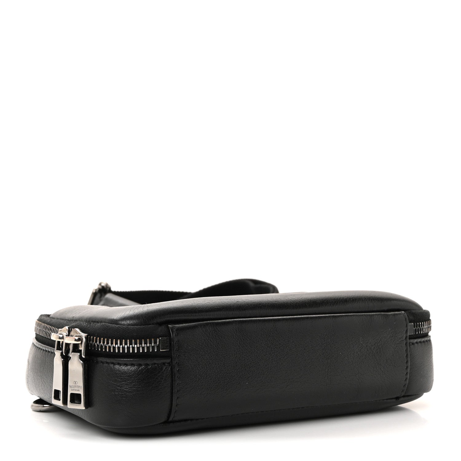 Calfskin Lacquered Vlogo Crossbody Bag Black