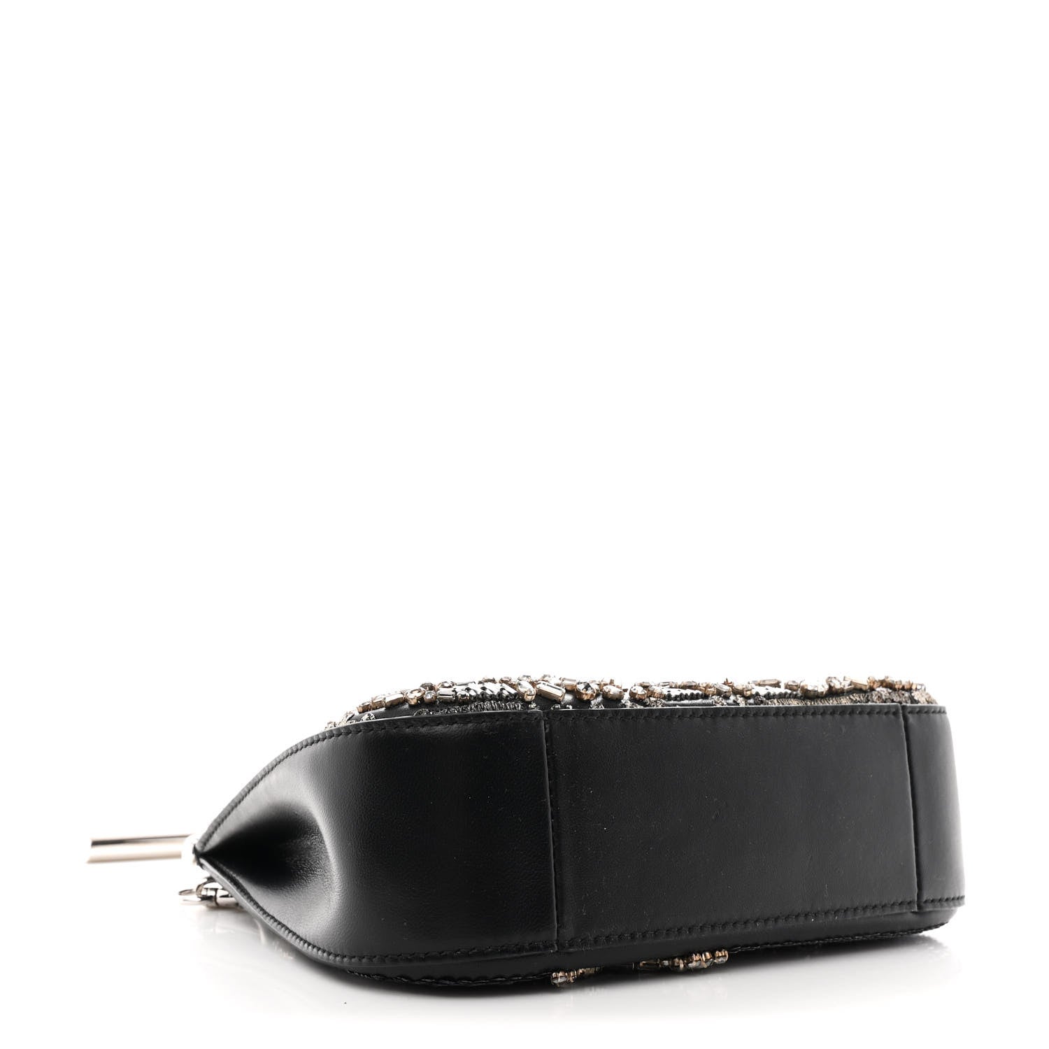 Lambskin Embellished Crystal Mini T-Bar Bag Black