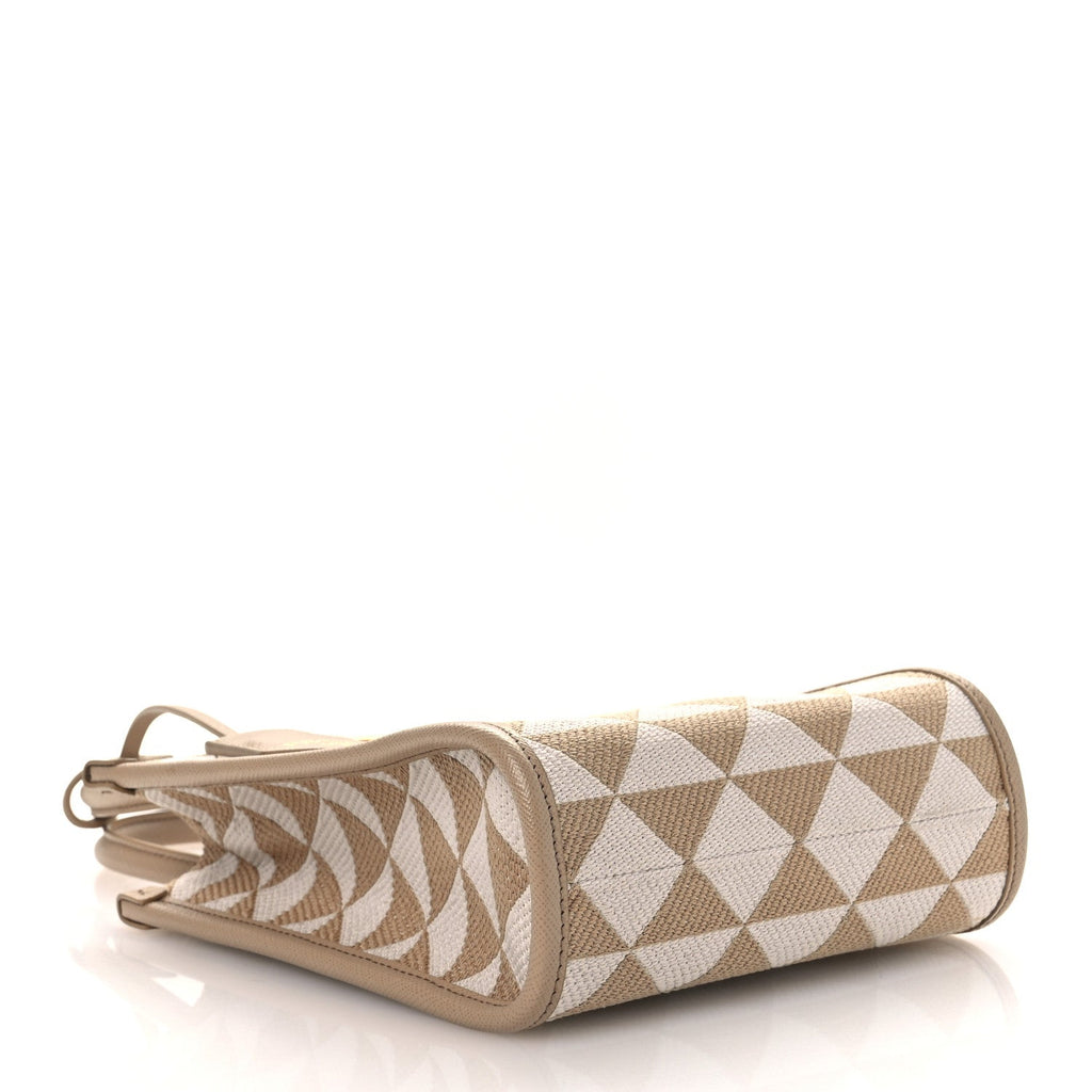Jacquard Saffiano Triangolo Symbole Embroidered Micro Tote Corda Talco