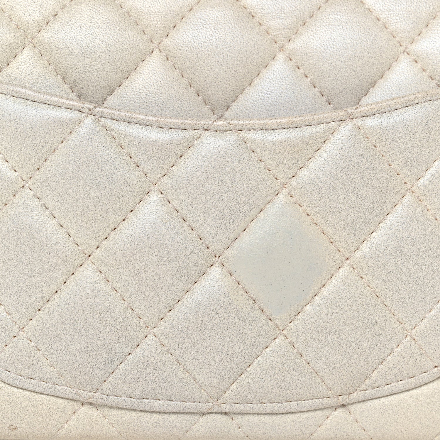 Iridescent Lambskin Quilted Mini Top Handle Rectangular Flap White