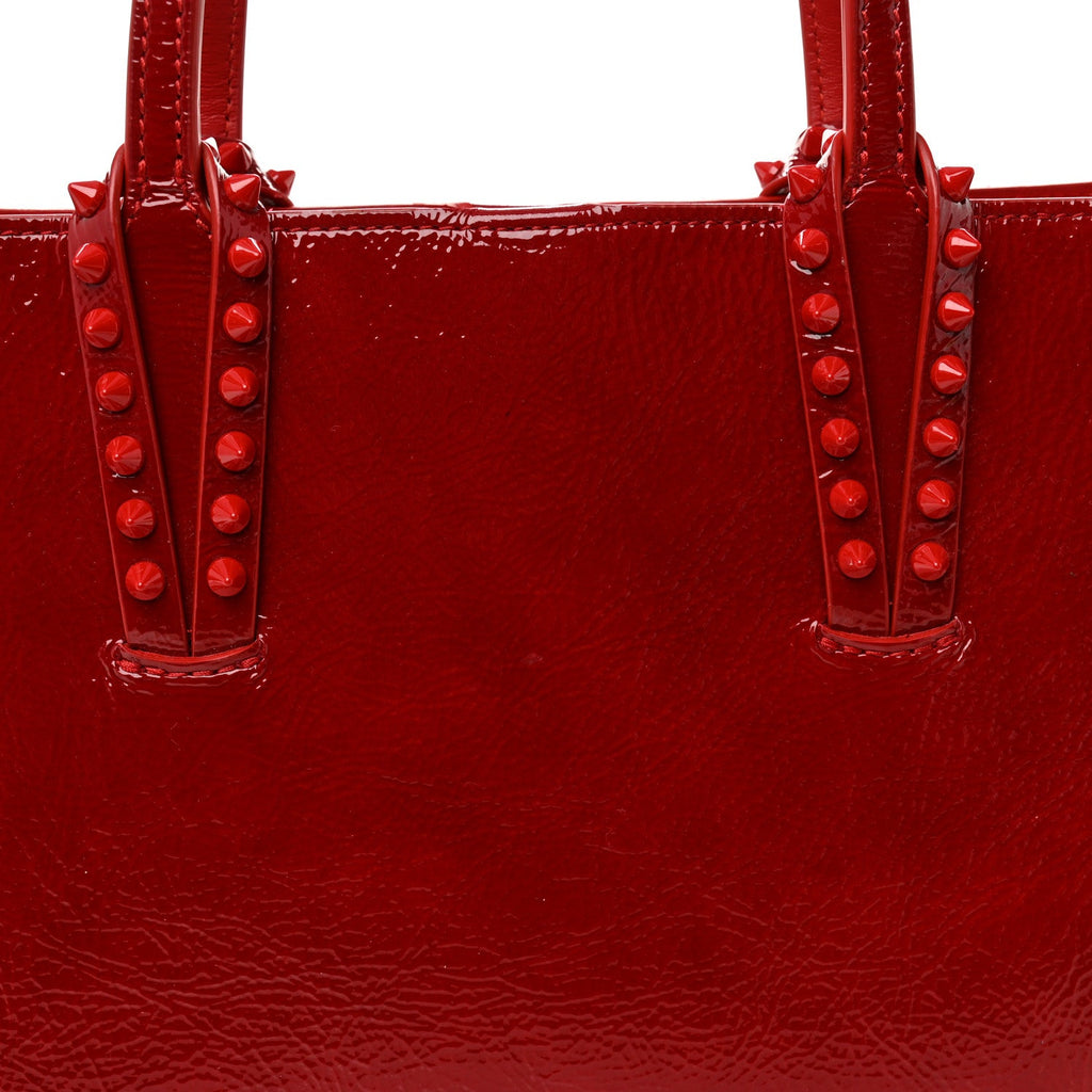 Patent Calfskin Spikes Mini East West Cabata Tote Red