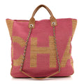 Mixed Fibers Large Shopping Bag Pink Beige