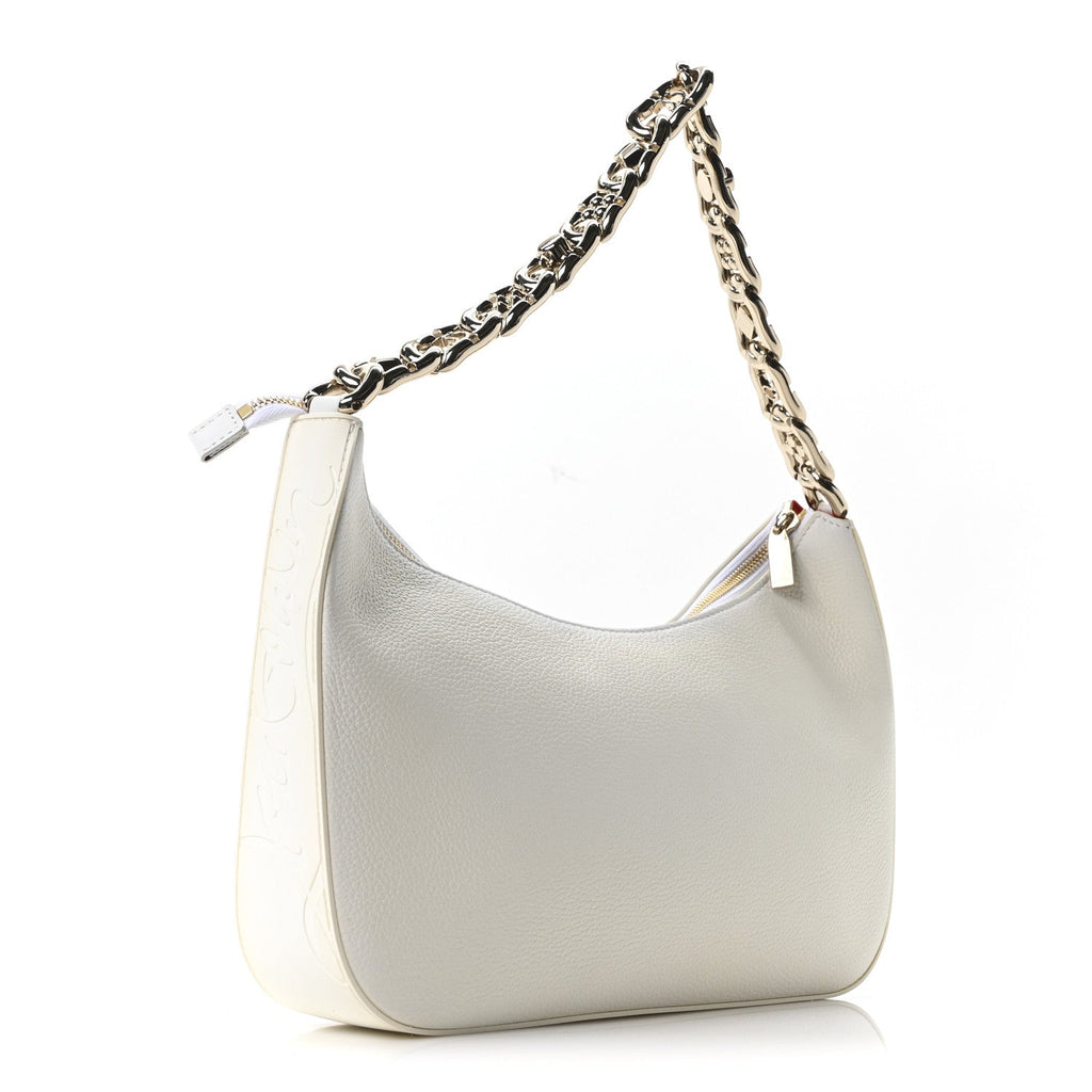 Calfskin Large Loubila Chain Shoulder Bag White
