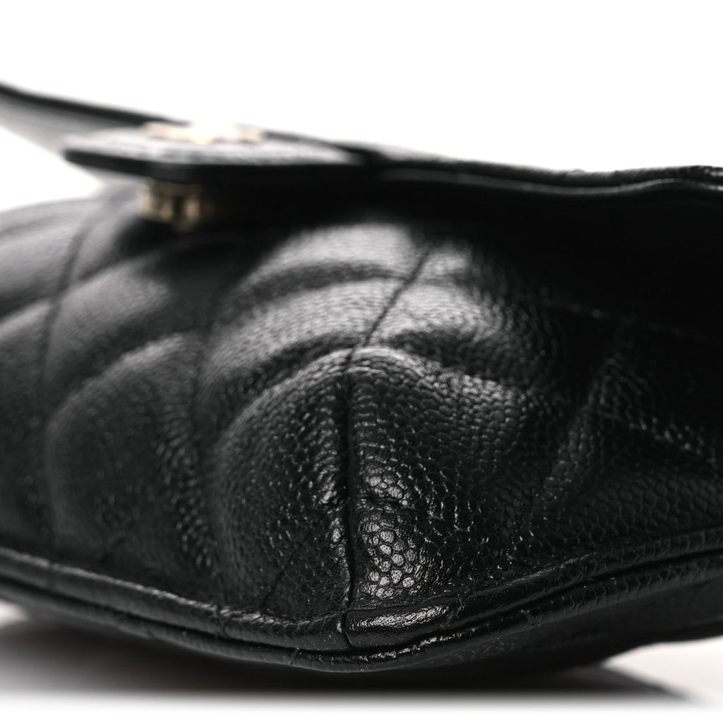 Caviar Fabric Foldable Tote Bag With Chain Black Multicolor