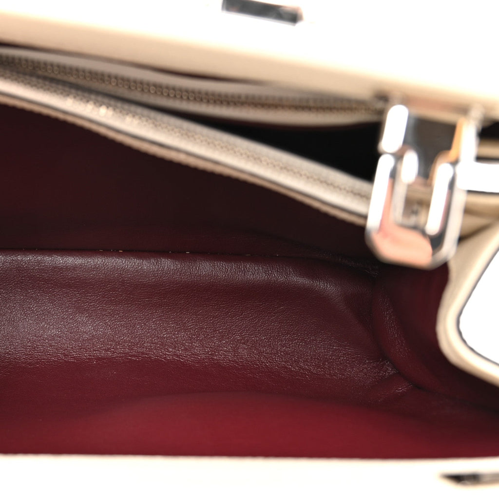 Grainy Calfskin Small Zumi Top Handle Bag Mystic White