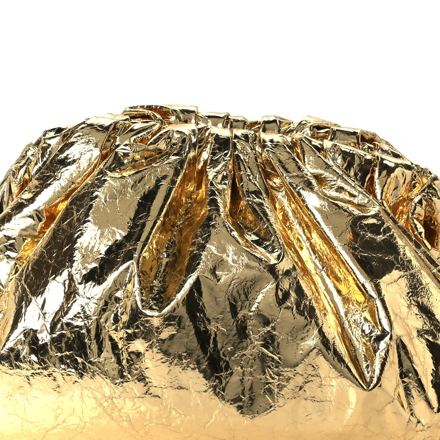 Metallic Crinkled Lambskin The Pouch Oversized Clutch Oro