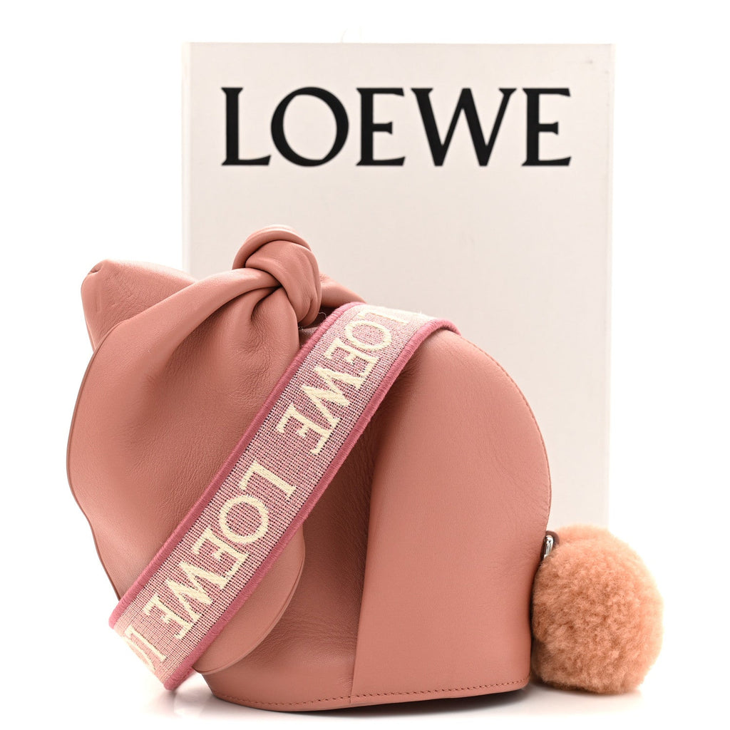 Calfskin Shearling Small Bunny Shoulder Bag Peach Bloom