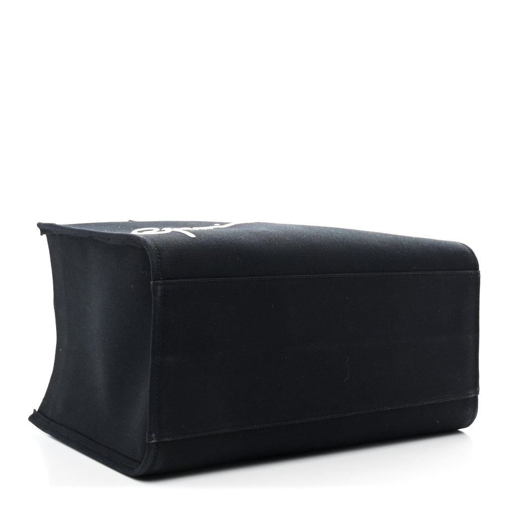 Canvas Suppler Calfskin Cabas GV Signature Tote Black