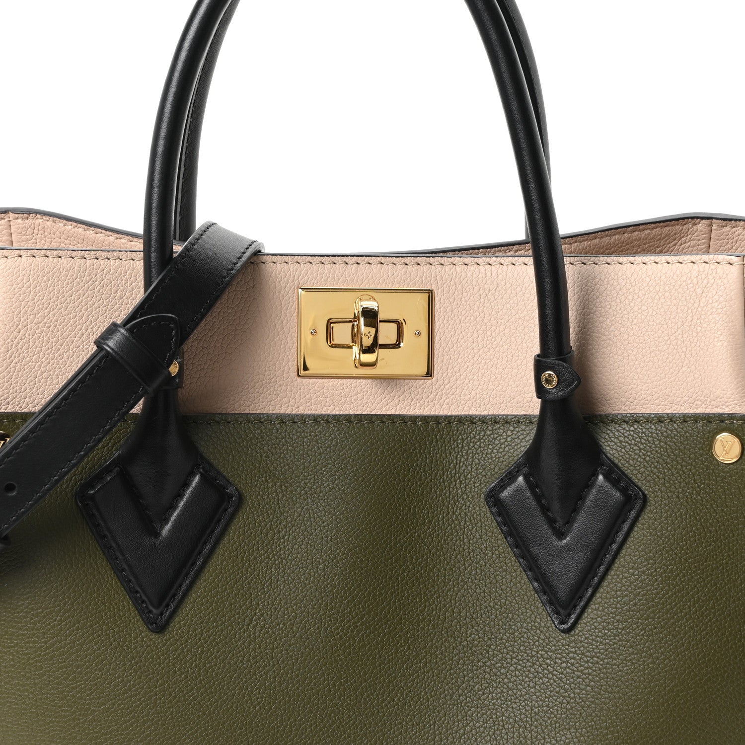 Calfskin Monogram On My Side MM Laurier Green Toffee Latte Beige
