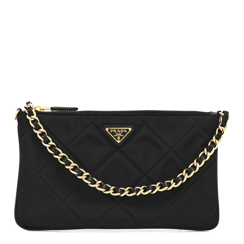 Re-Nylon Tessuto Impuntu Quilted Re-Edition 1995 Chaine Pouch Black