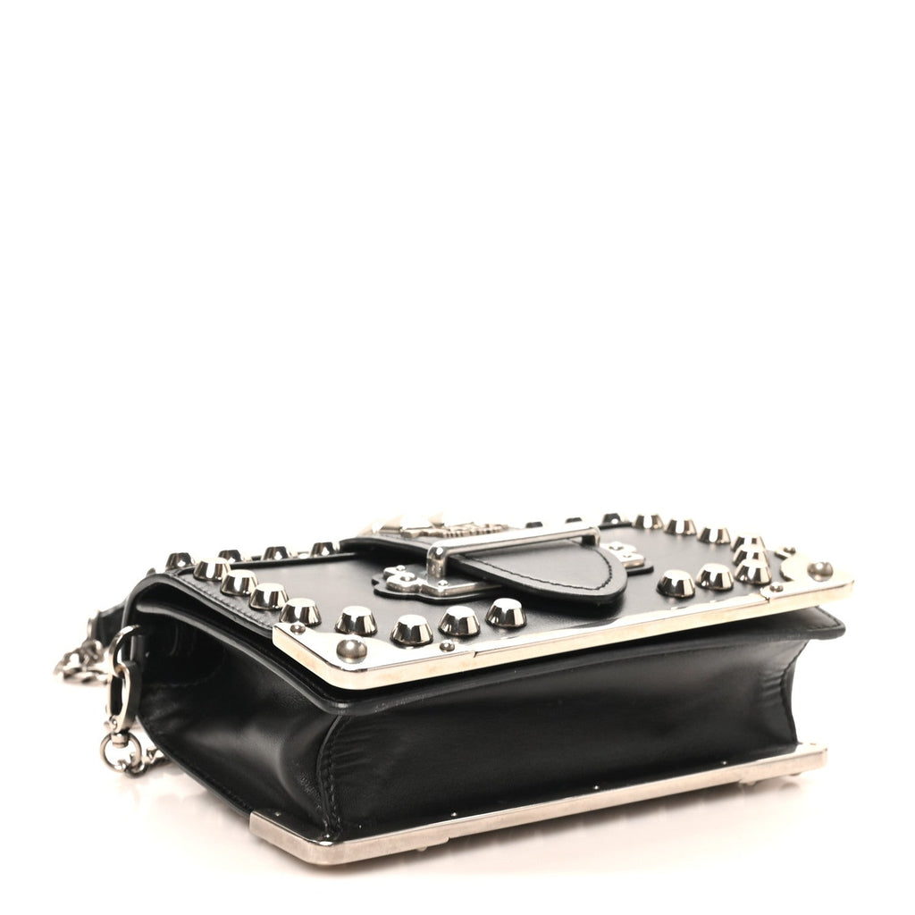 City Calf Saffiano Studded Cahier Bag Black
