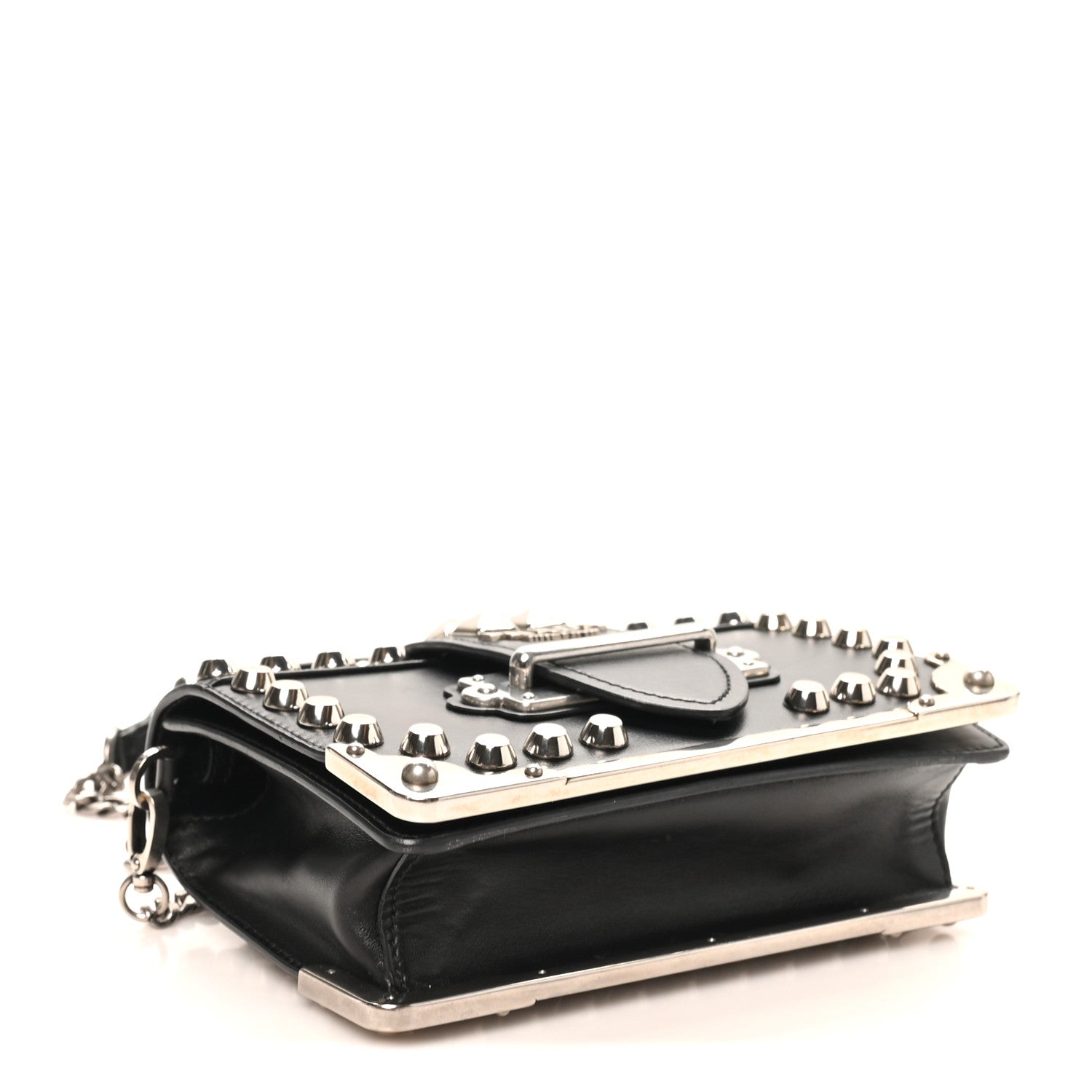 City Calf Saffiano Studded Cahier Bag Black