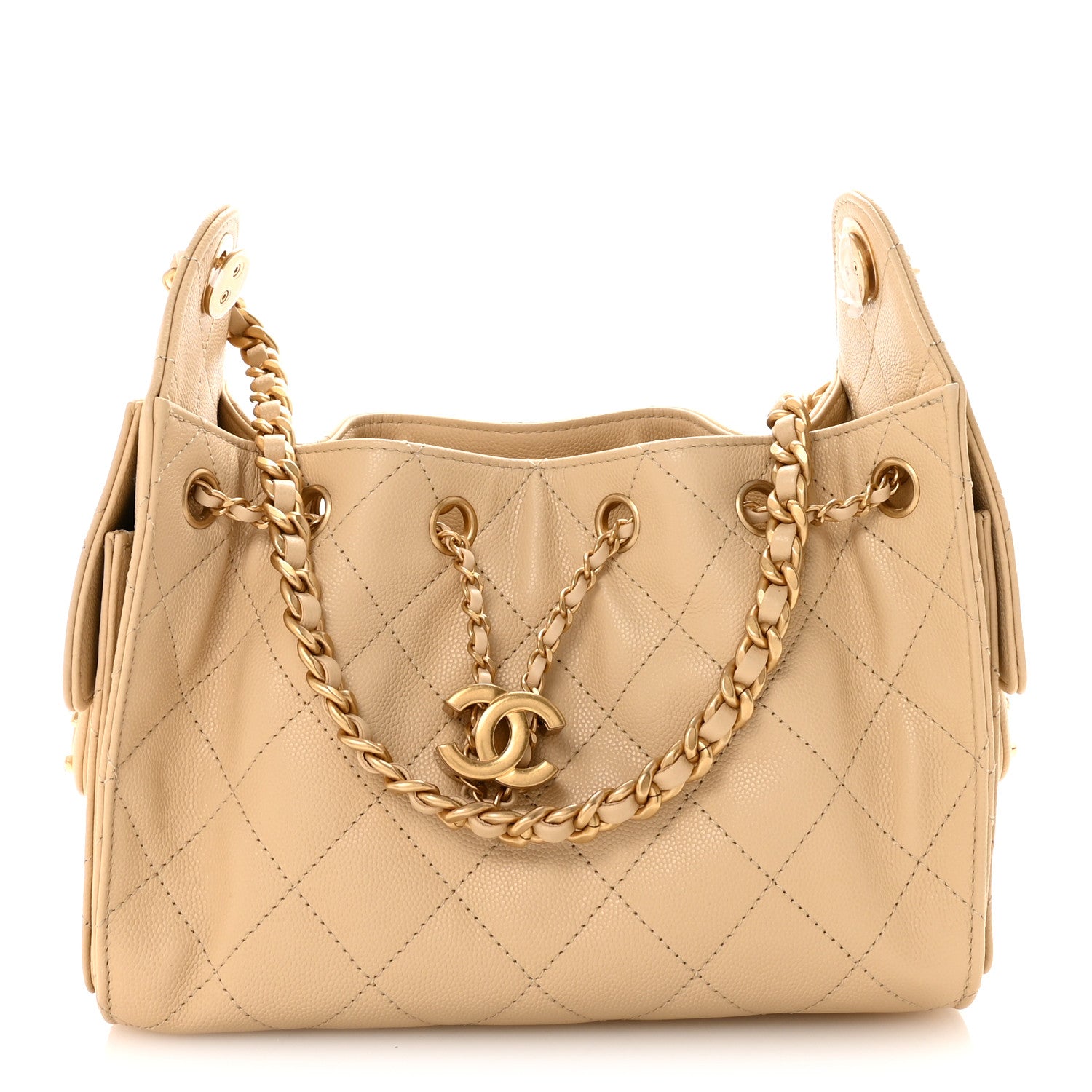 Caviar Quilted Mini Chanel 25 Handbag Beige
