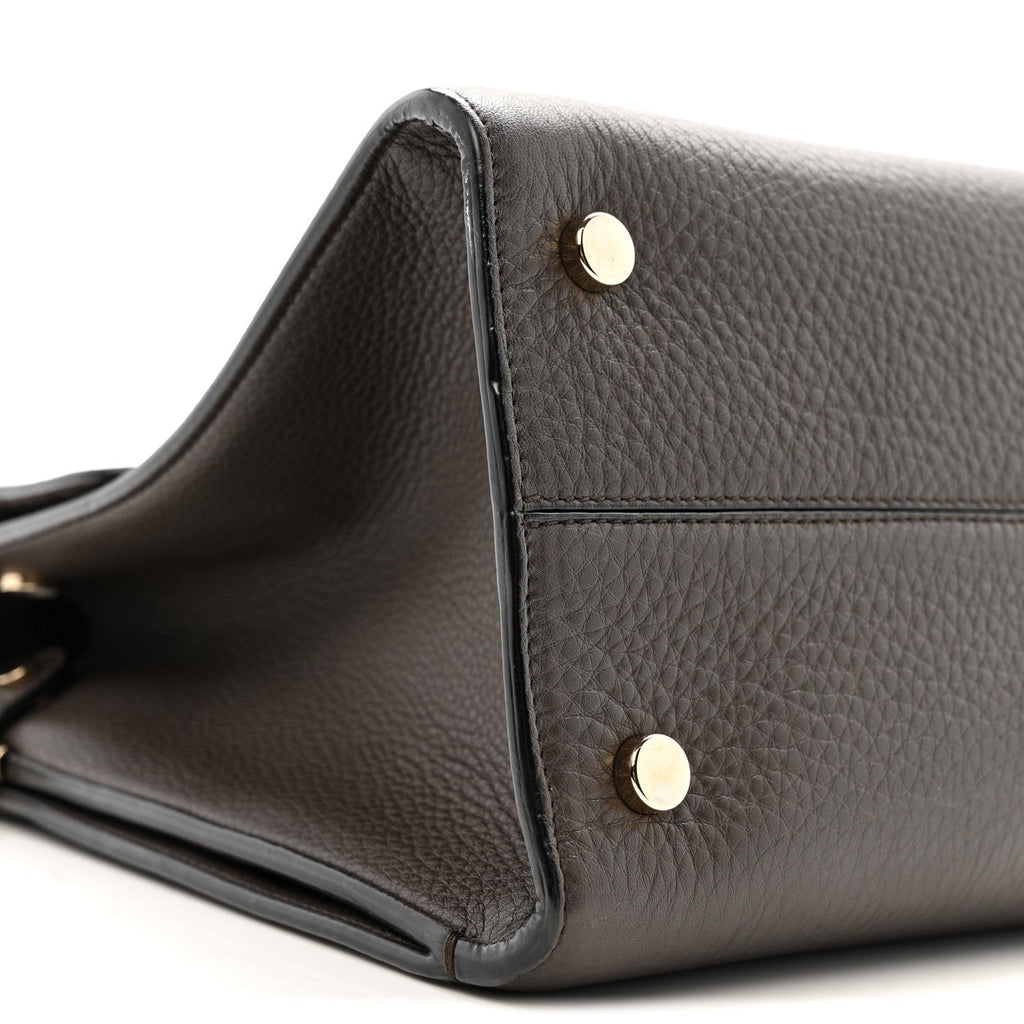 Grained Calfskin Medium Diorever Flap Dark Brown