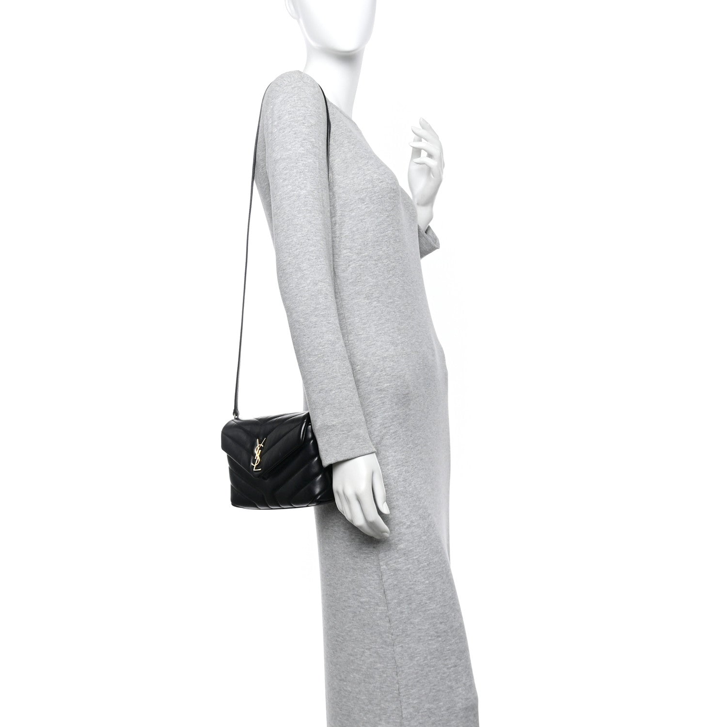 Calfskin Y Quilted Monogram Toy Loulou Crossbody Bag Black