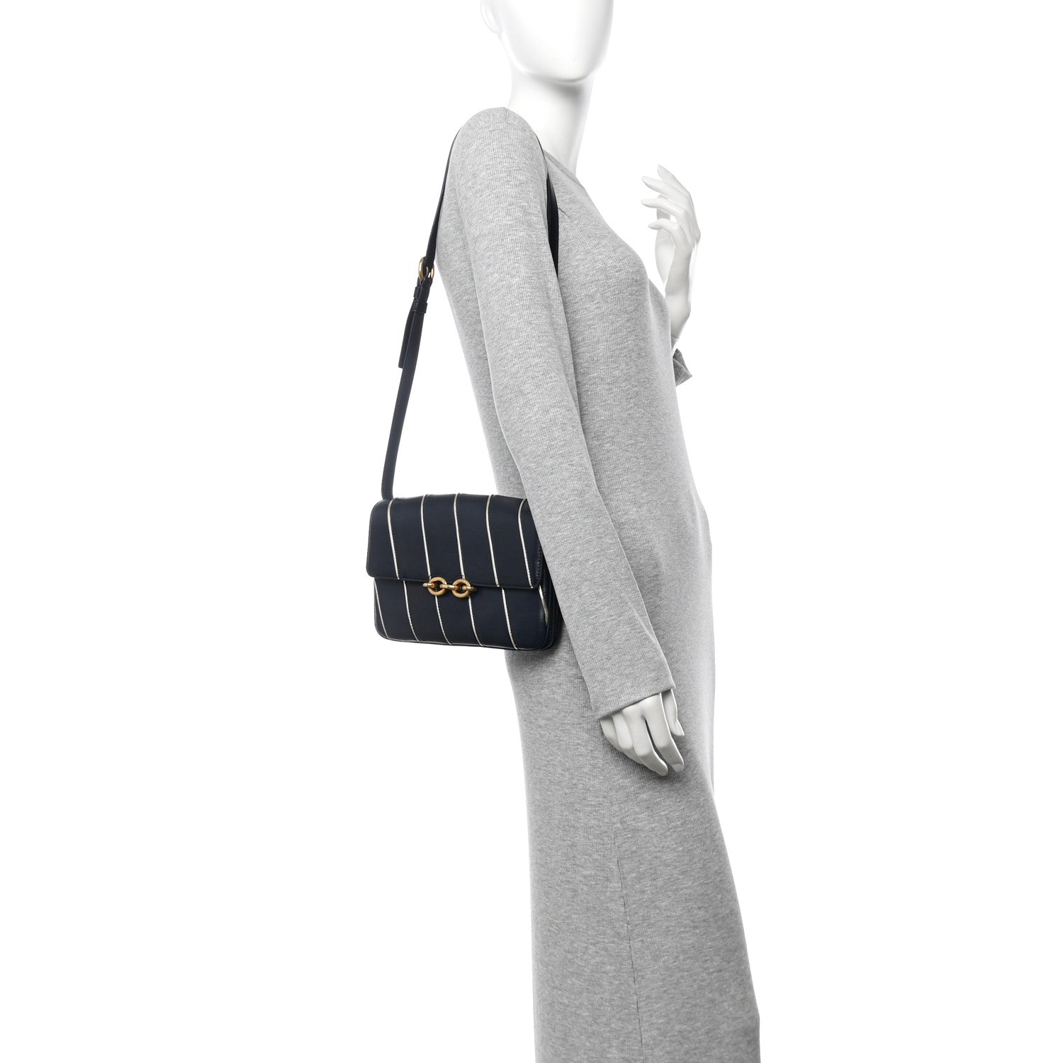 Lambskin Quilted Le Maillon Satchel Marine