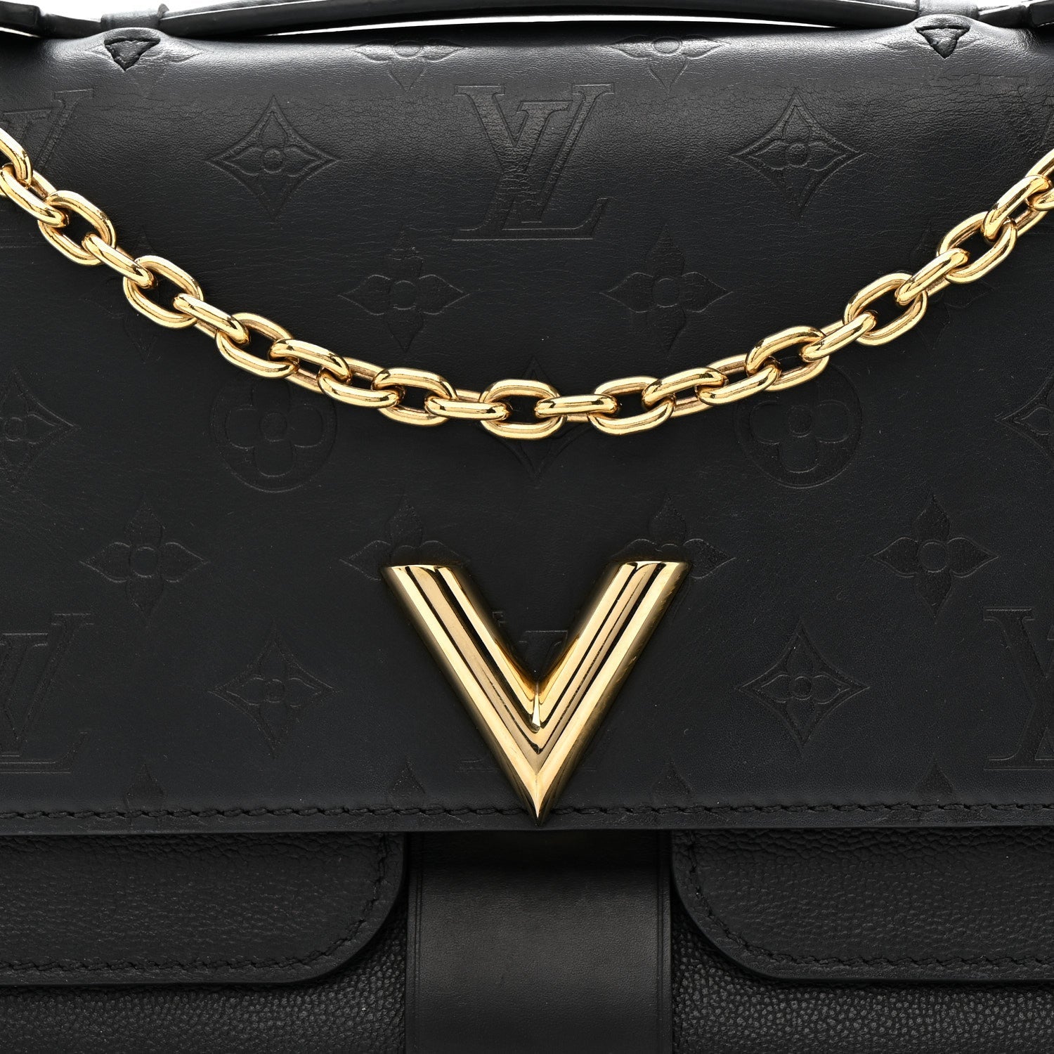 Monogram Cuir Plume Ecume Very Chain Bag Black