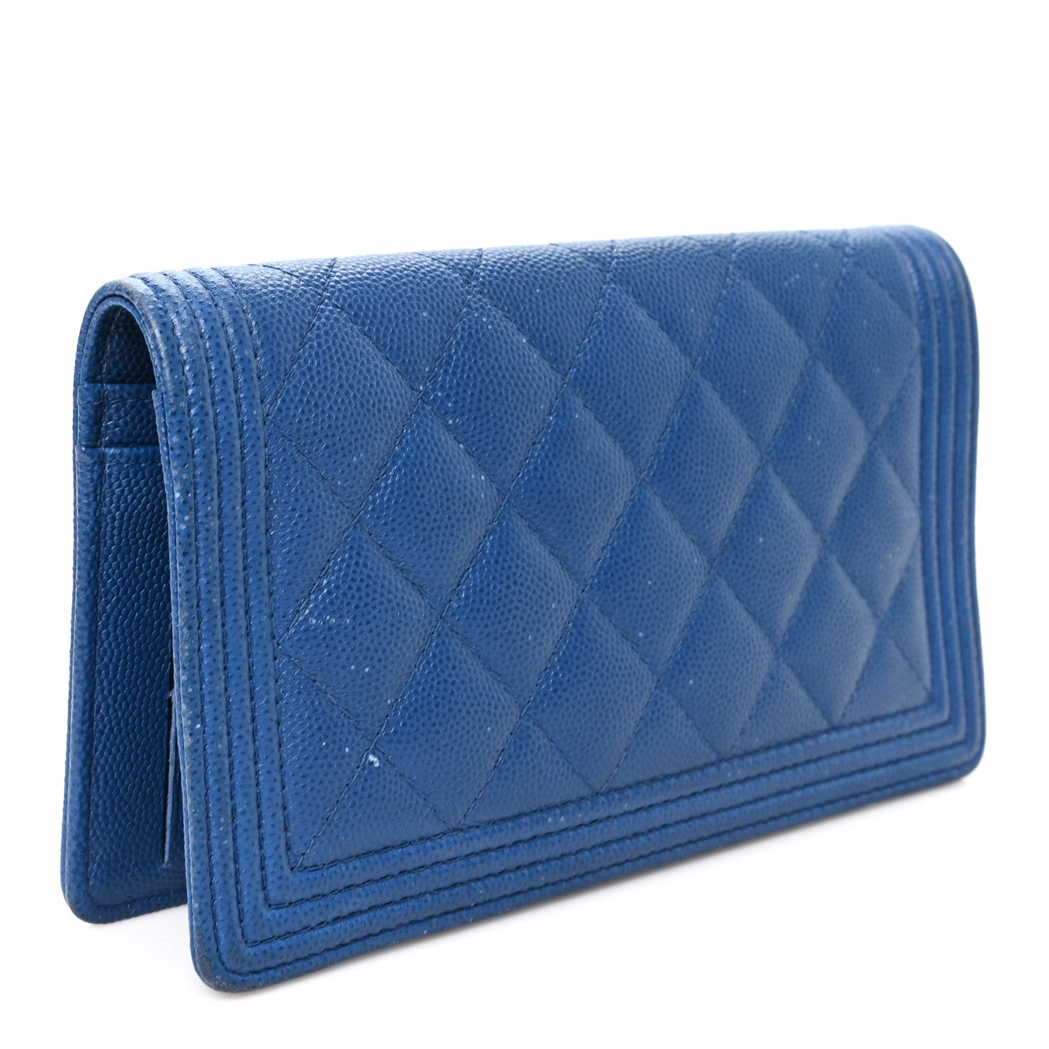 Caviar Quilted Boy Yen Wallet Blue