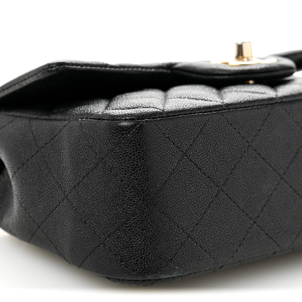 Caviar Quilted Mini Top Handle Rectangular Flap Black