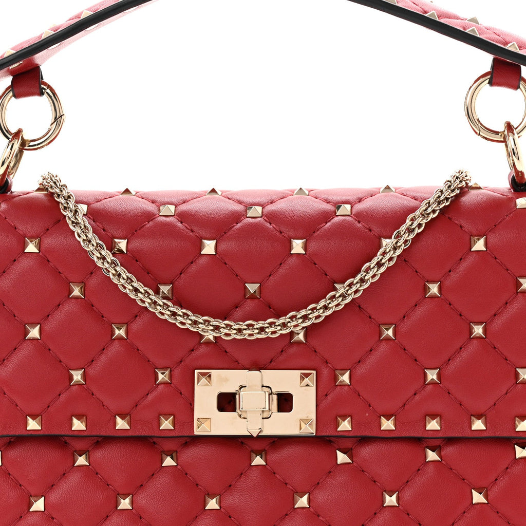 Nappa Medium Rockstud Spike Shoulder Bag Rosso Valentino
