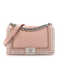 Calfskin Chevron Tweed Medium Boy Flap Pink
