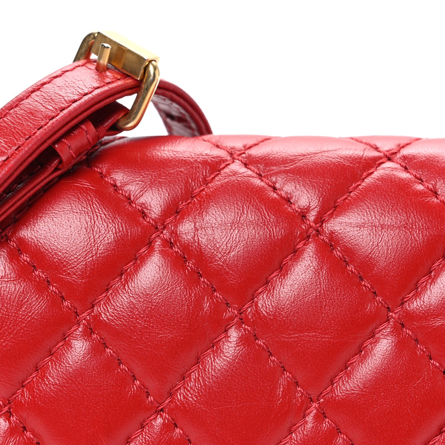 Aged Calfskin Quilted 2.55 Reissue Flap Belt Bag Red