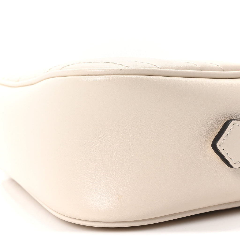 Calfskin Matelasse Small GG Marmont Chain Shoulder Bag White