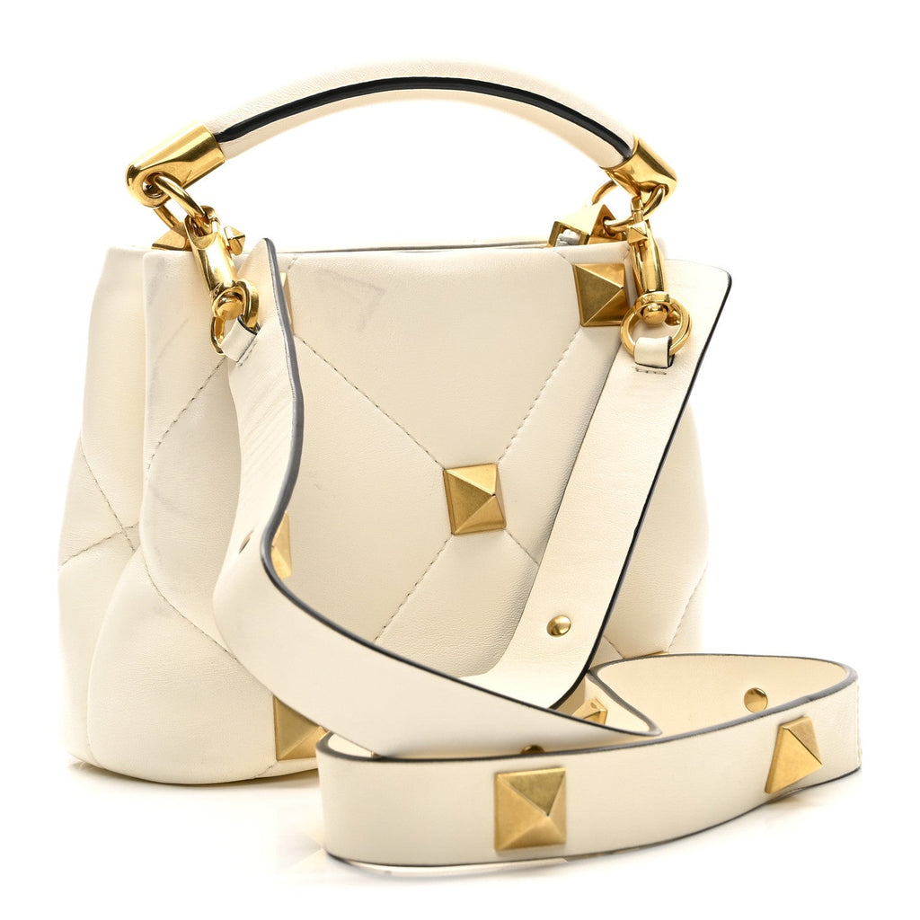Nappa Mini Roman Stud The Handle Bag Ivory