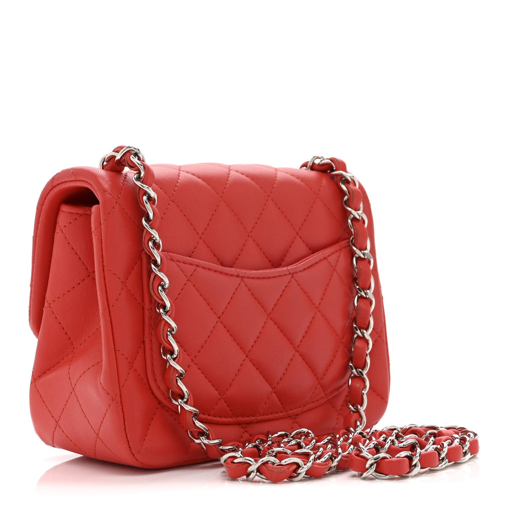 Lambskin Quilted Mini Square Flap Red