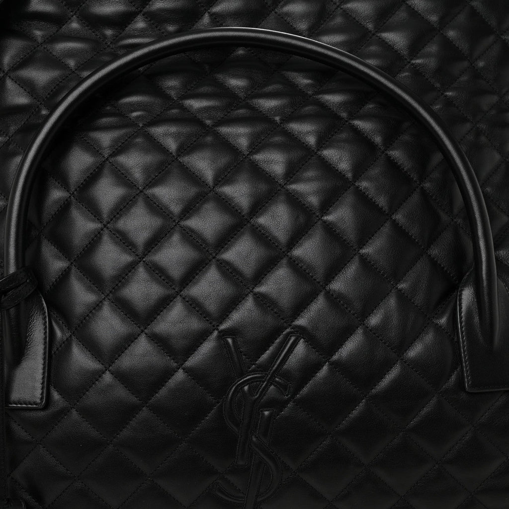 Calfskin Quilted ES Giant Travel Bag Black