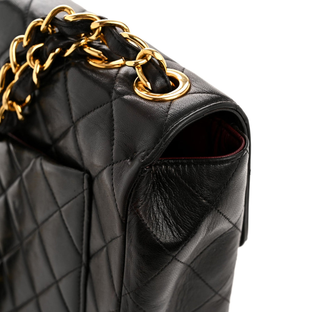 Lambskin Quilted XL Jumbo Single Flap Black
