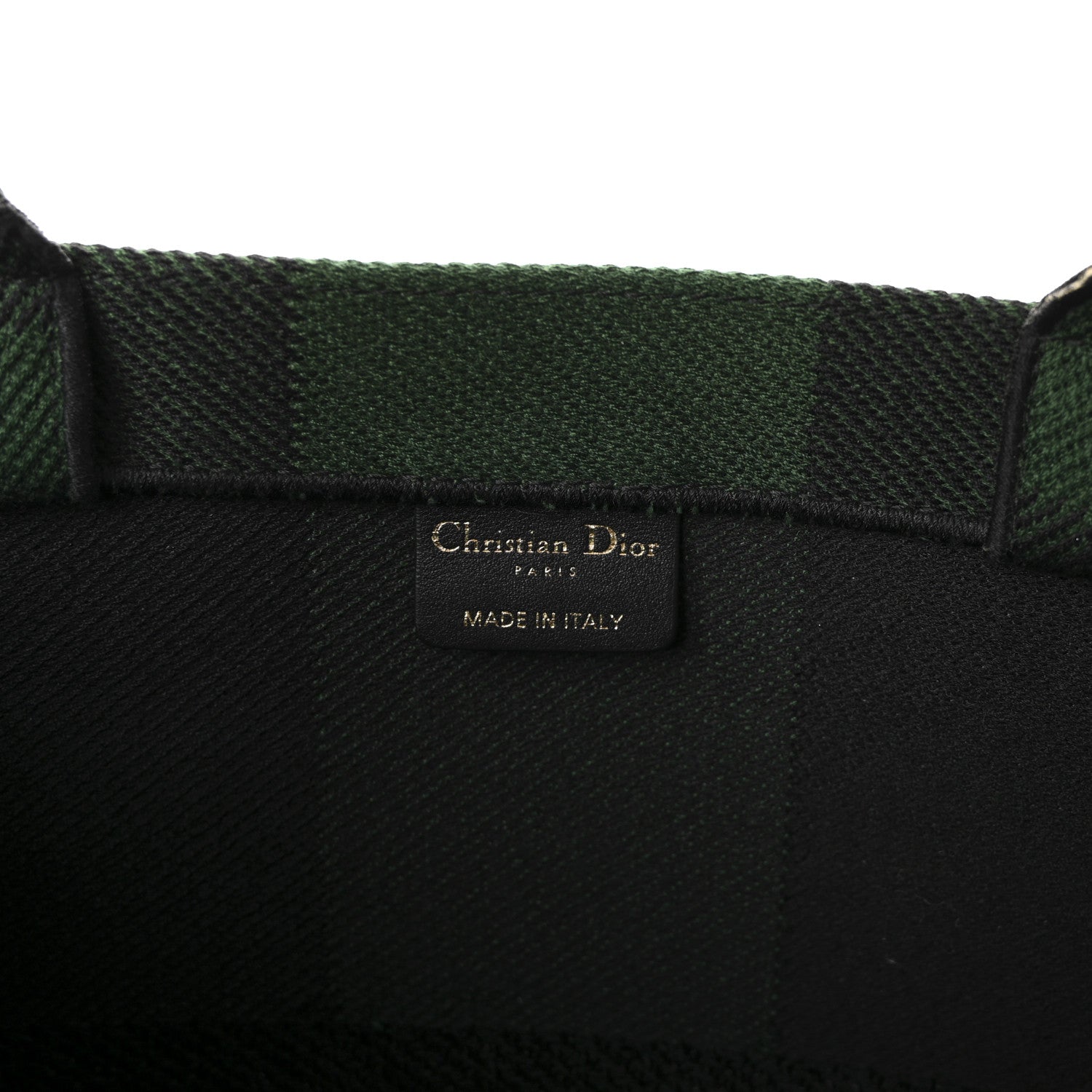 Canvas Embroidered Checkered Book Tote Black Green