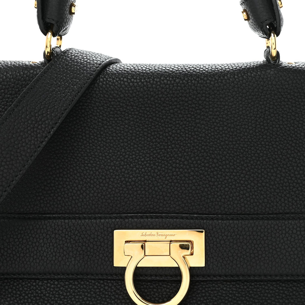 Grained Calfskin Medium Sofia Satchel Black