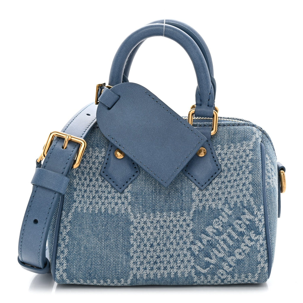 Damier Denim 3D Speedy Bandouliere 18 Denim Blue