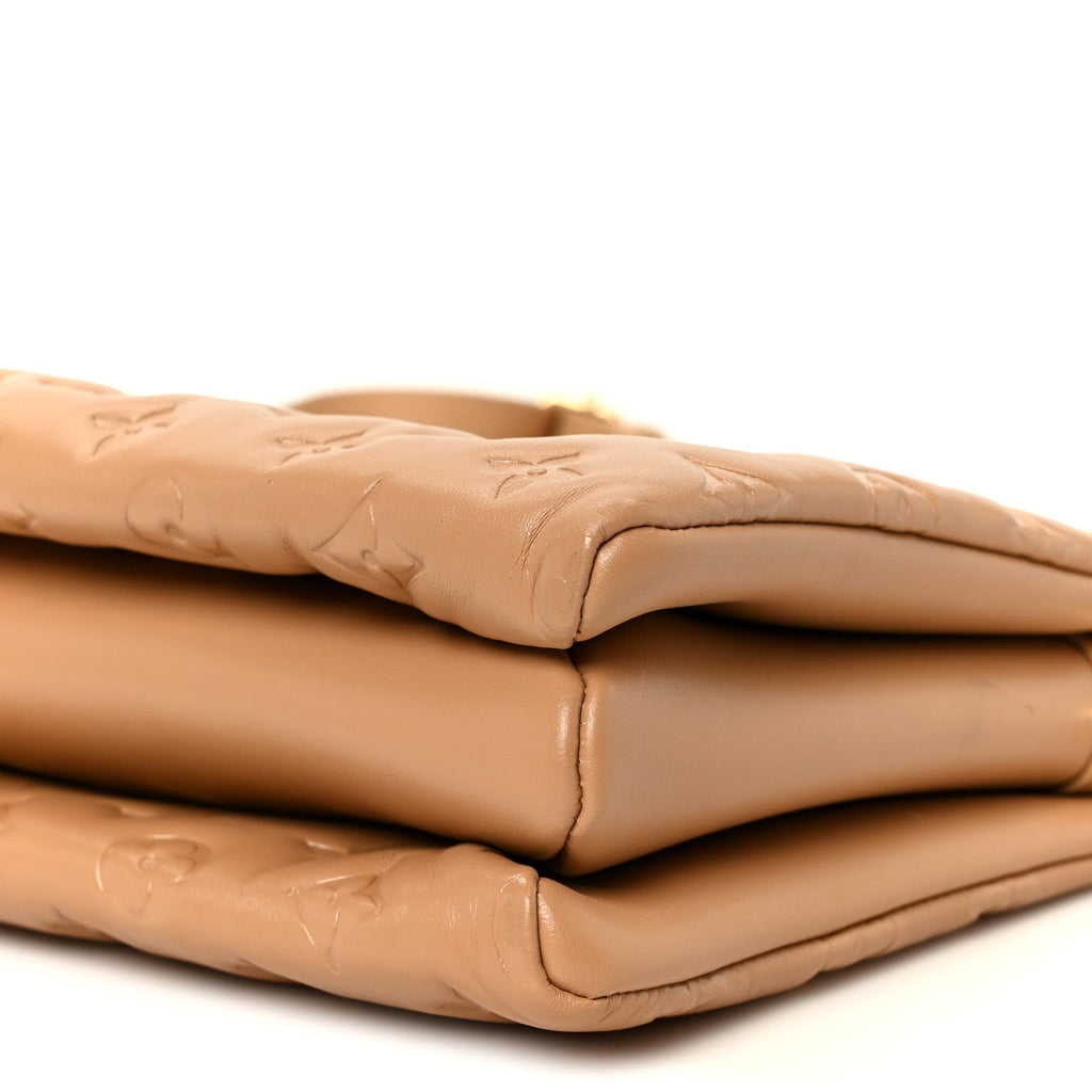 Lambskin Embossed Monogram Coussin PM Camel