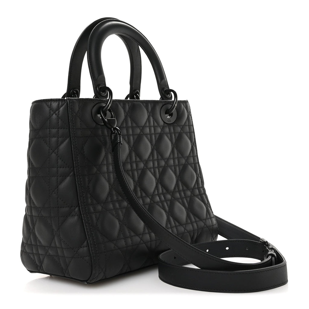 Ultra Matte Calfskin Cannage Medium Lady Dior Black