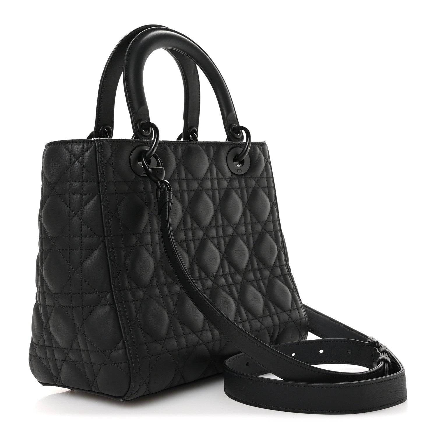 Ultra Matte Calfskin Cannage Medium Lady Dior Black