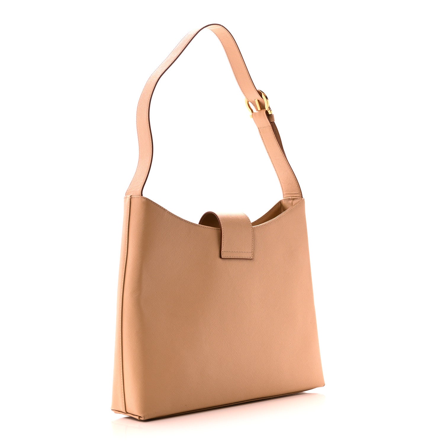Hammered Calfskin Trifolio Shoulder Bag Sand