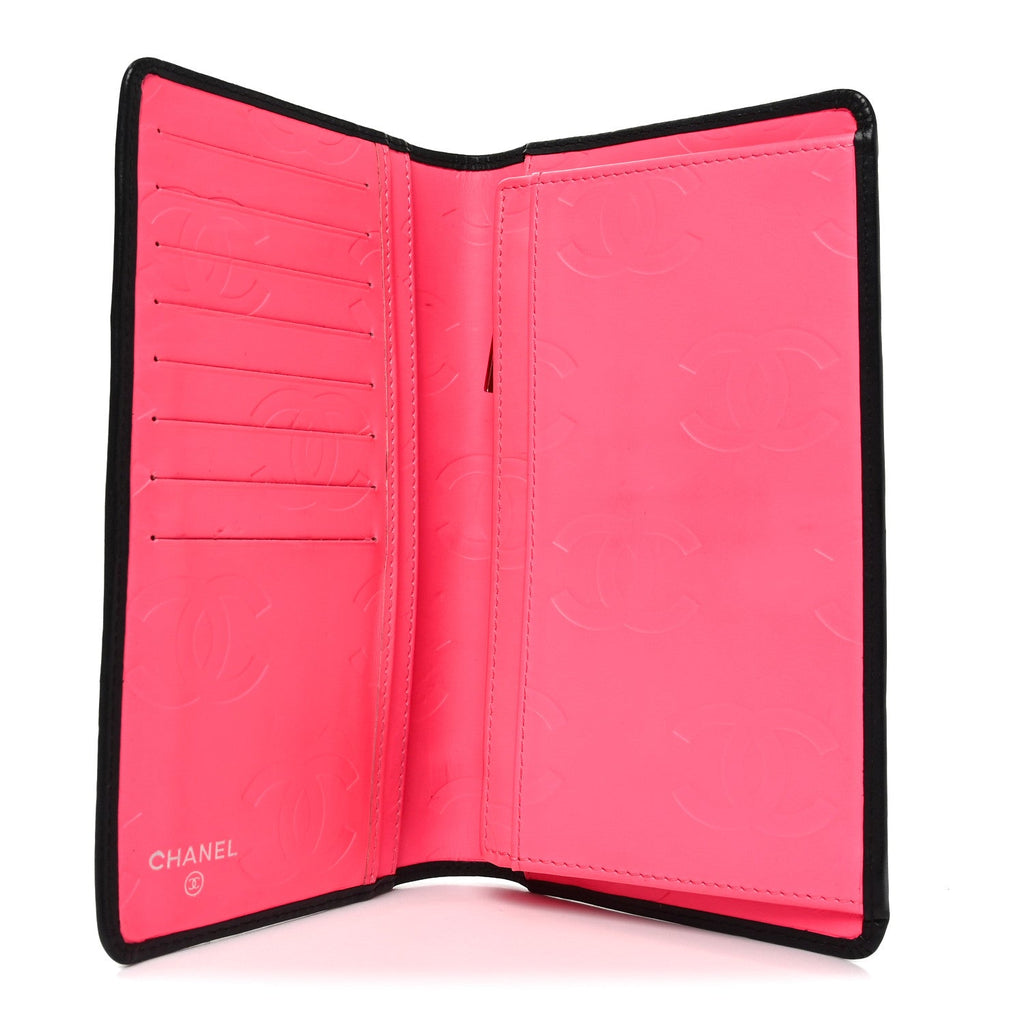 Calfskin Quilted Cambon Yen Wallet Black
