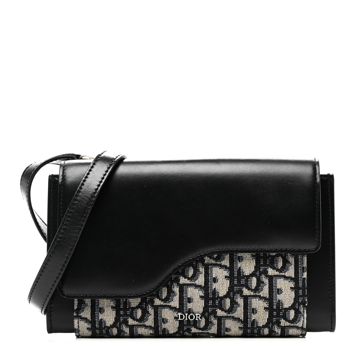 Oblique Smooth Calfskin Elite Wallet On Strap Black Blue