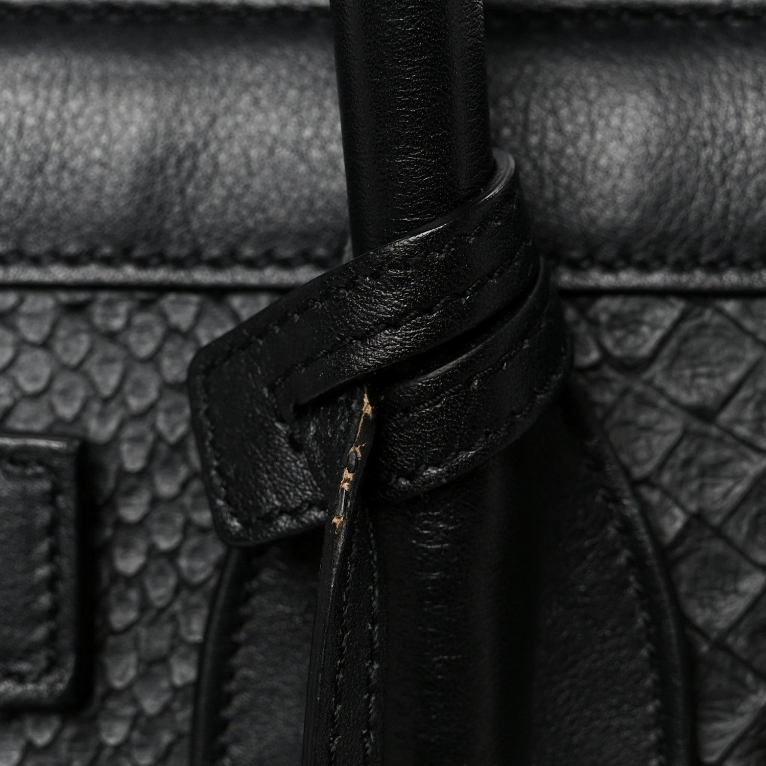 Python Calfskin Embossed Small Sac de Jour Black