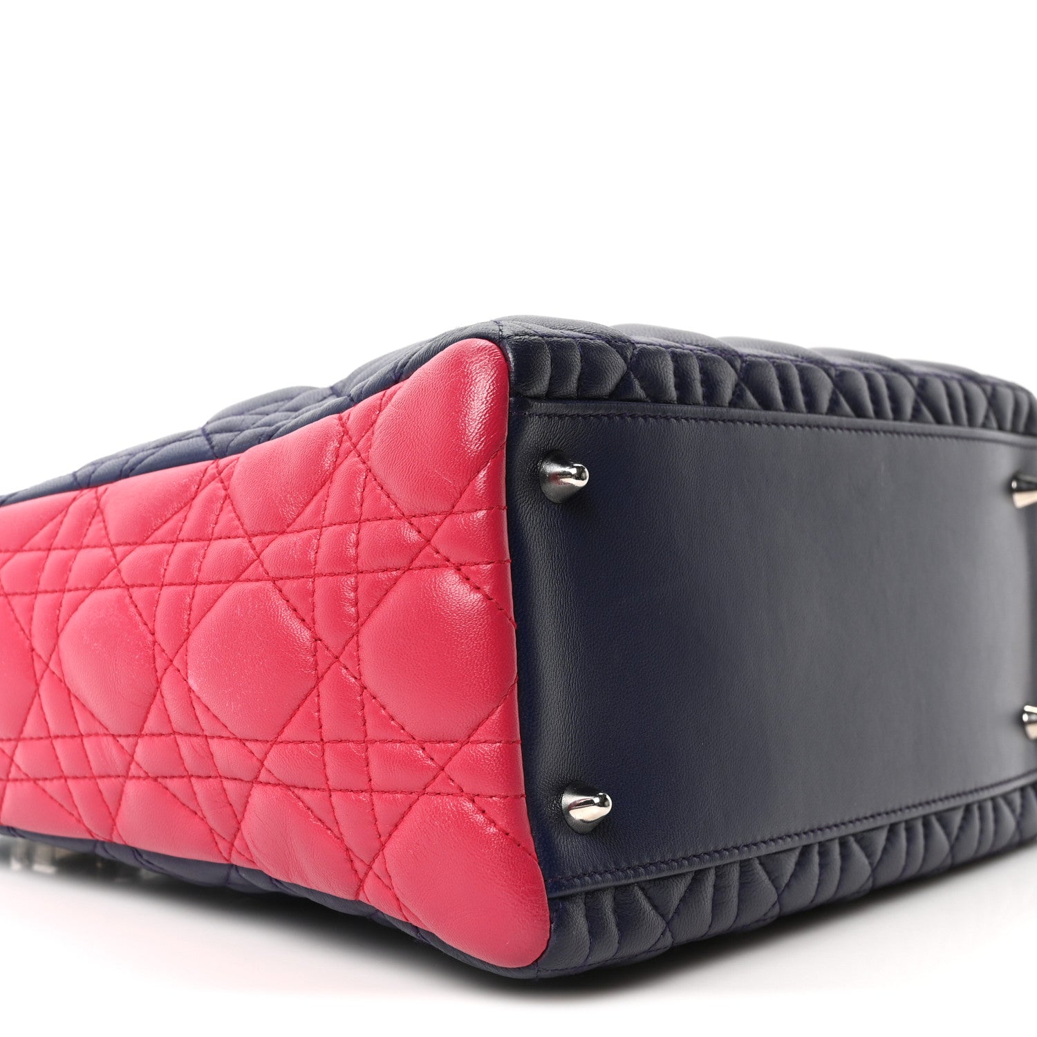 Lambskin Cannage Medium Tri-Color Lady Dior Sapphire Fuchsia Turquoise