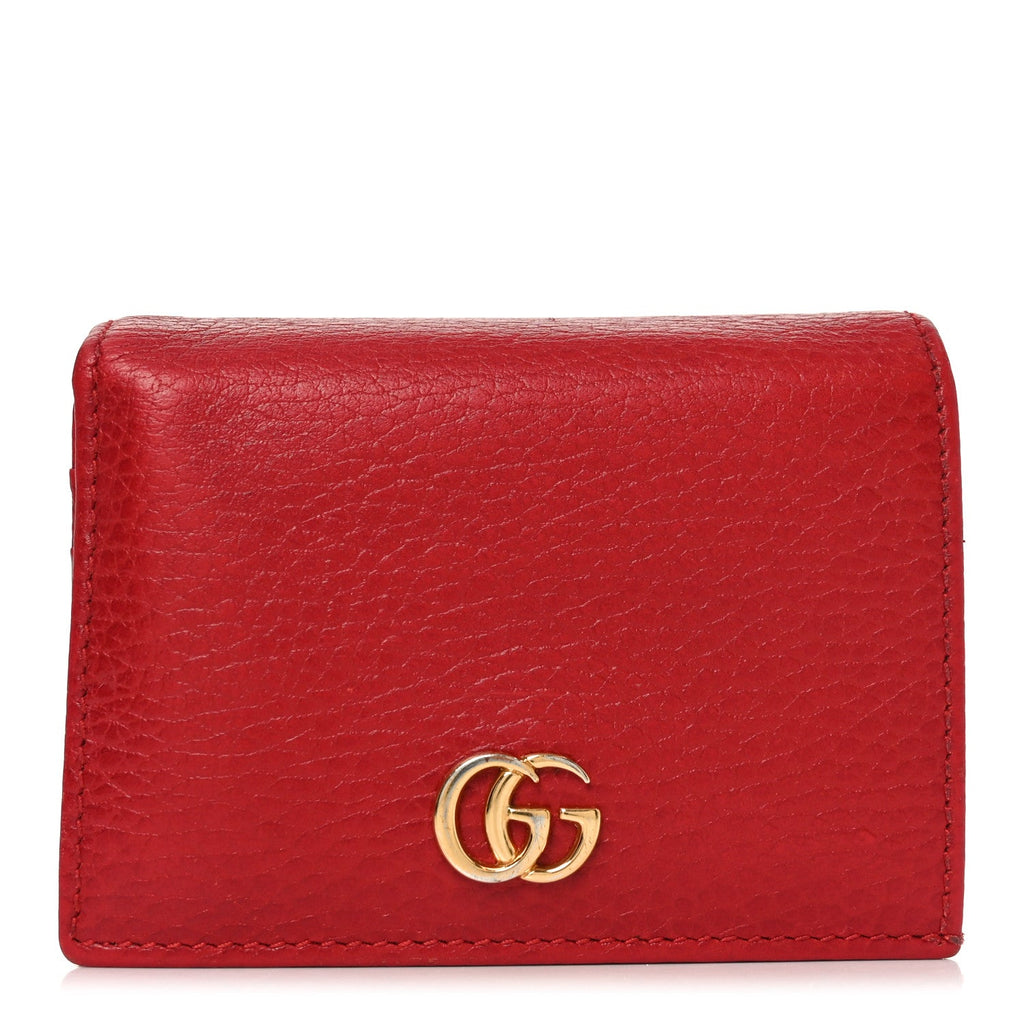 Pebbled Calfskin GG Marmont  Case Hibiscus Red